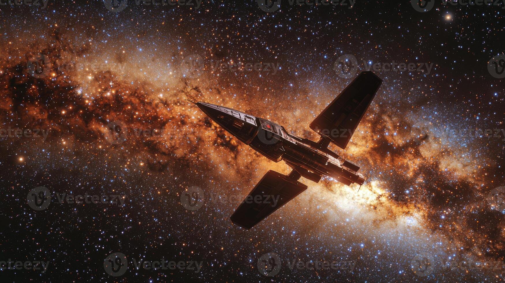 Spaceship Journey Through Milky Way Galaxy Cosmic Exploration Image photo