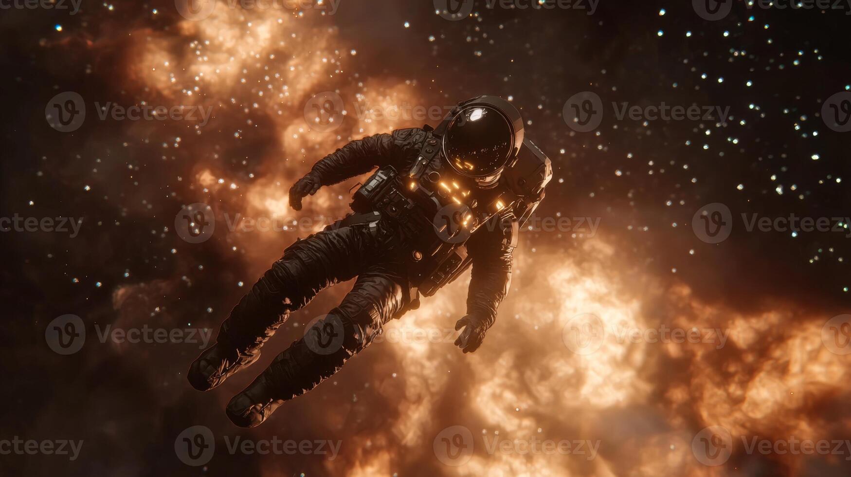 Astronaut Floating in Space Nebula Background 8K Resolution photo