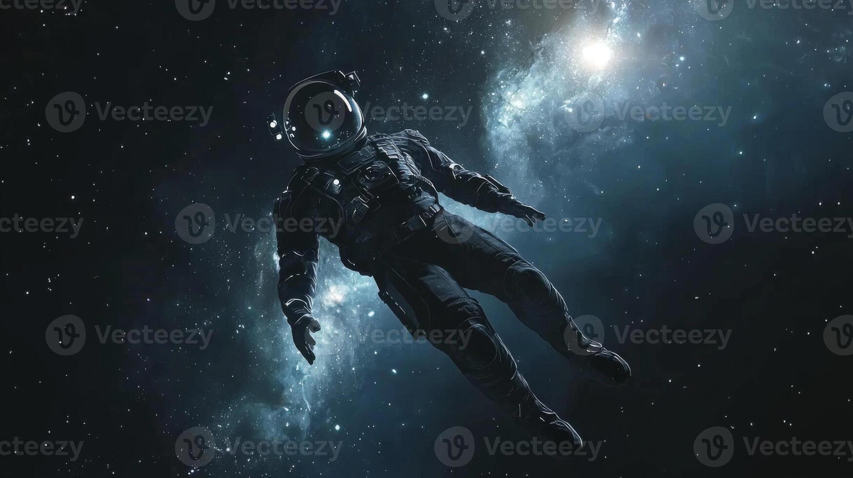 Astronaut Floating in Deep Space Stars Nebula Galaxy Background photo