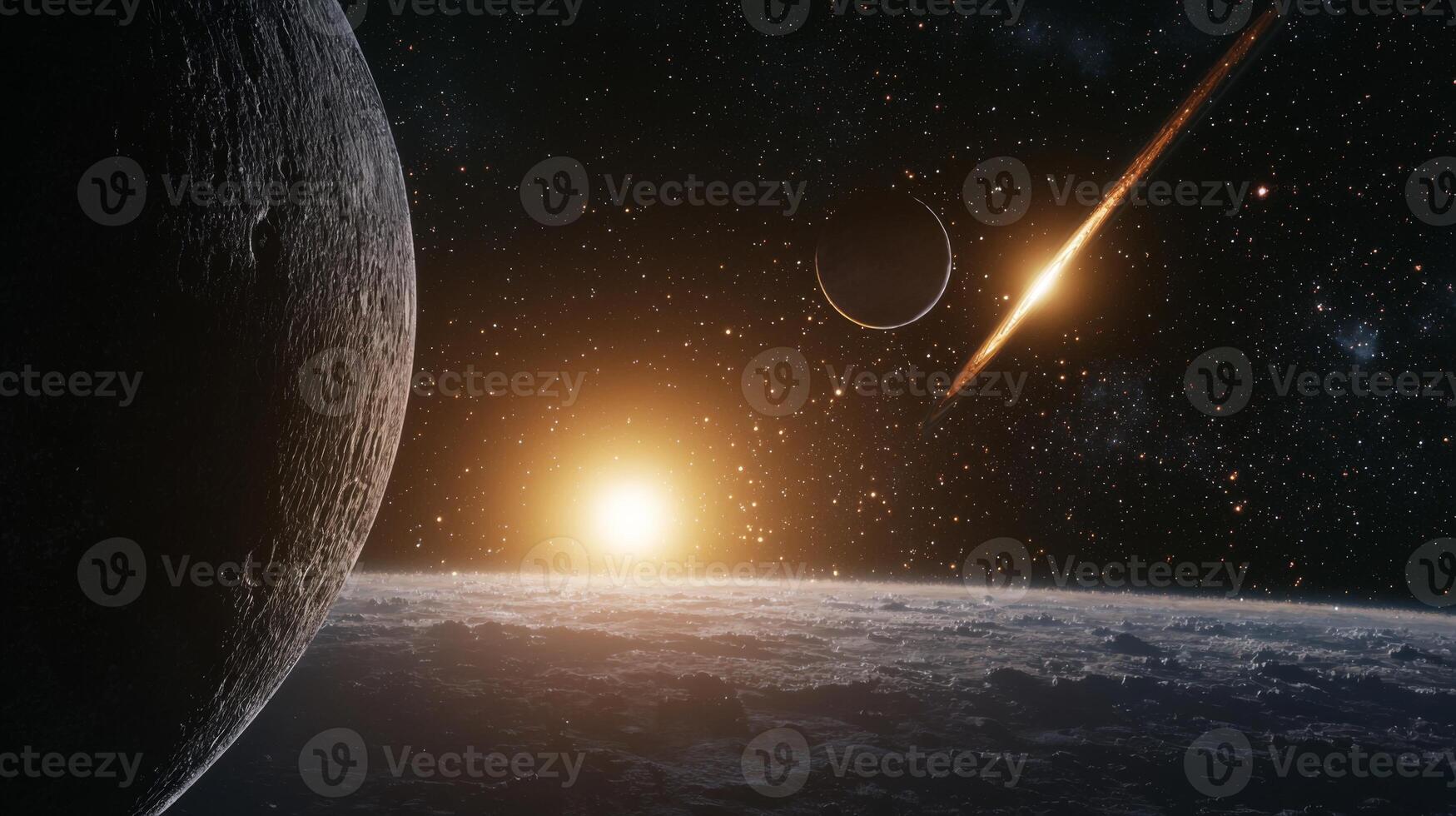 Cosmic Alignment Planets Comet and Starry Nebulae in 8K photo