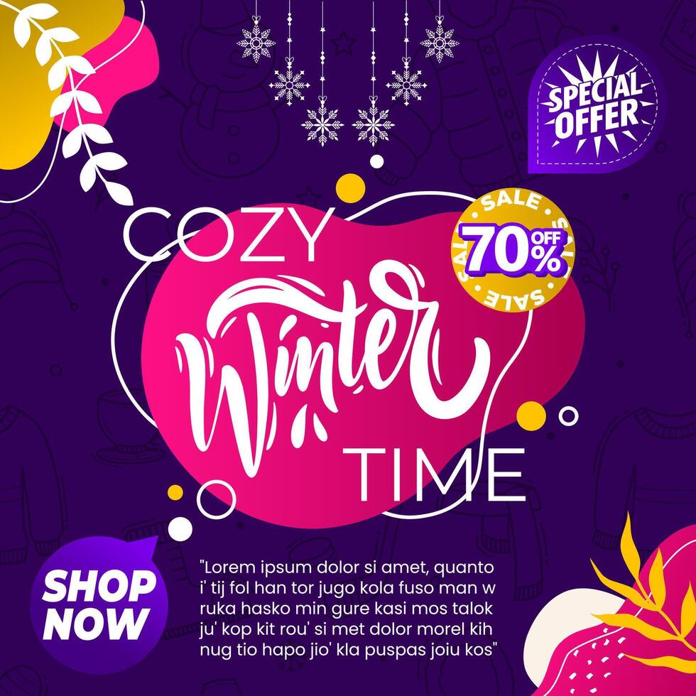 Winter Season Sale Template, Creative and Festive Design for Promotions vector