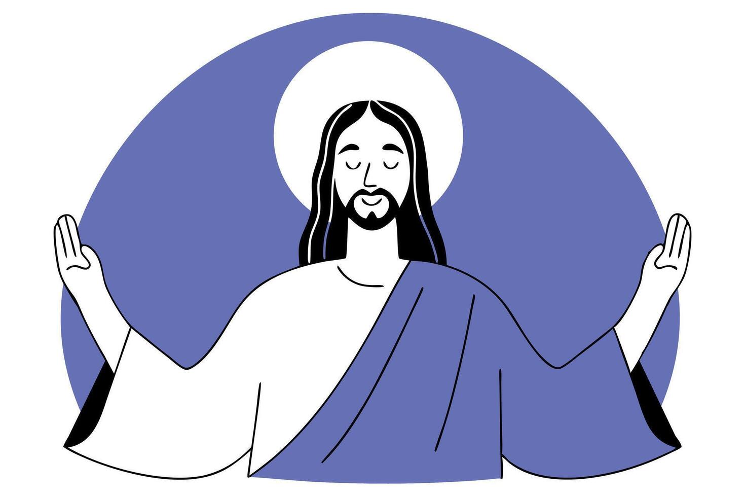 Jesus Christ preaching illustration. Christianity religion vector