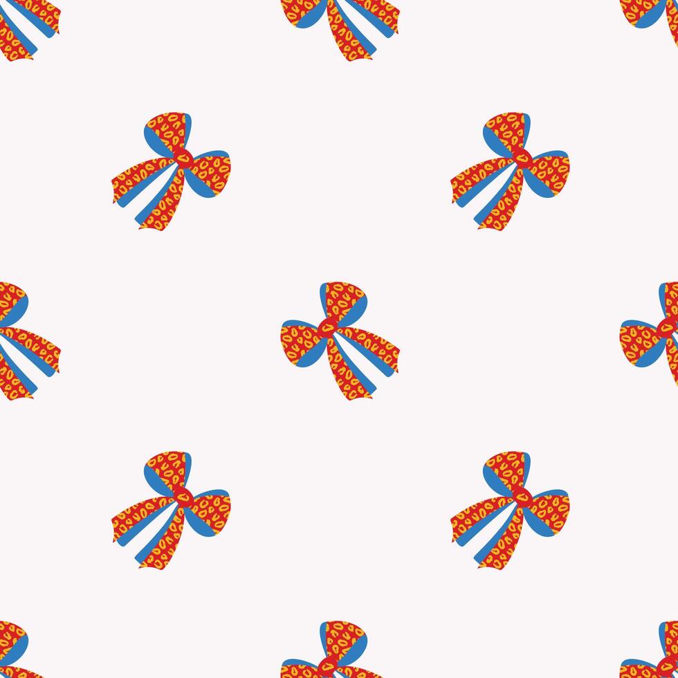 A seamless pattern with flat textured bows vector