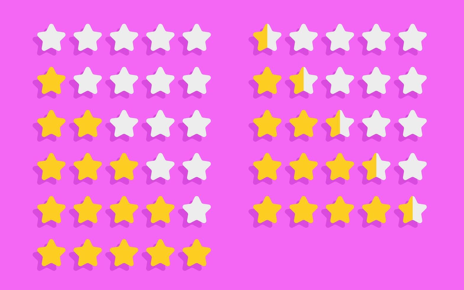 illustration of a rating system with stars. Success symbol for business apps, representing grades and user evaluations. Stars rank icons with shadow on pink background. vector