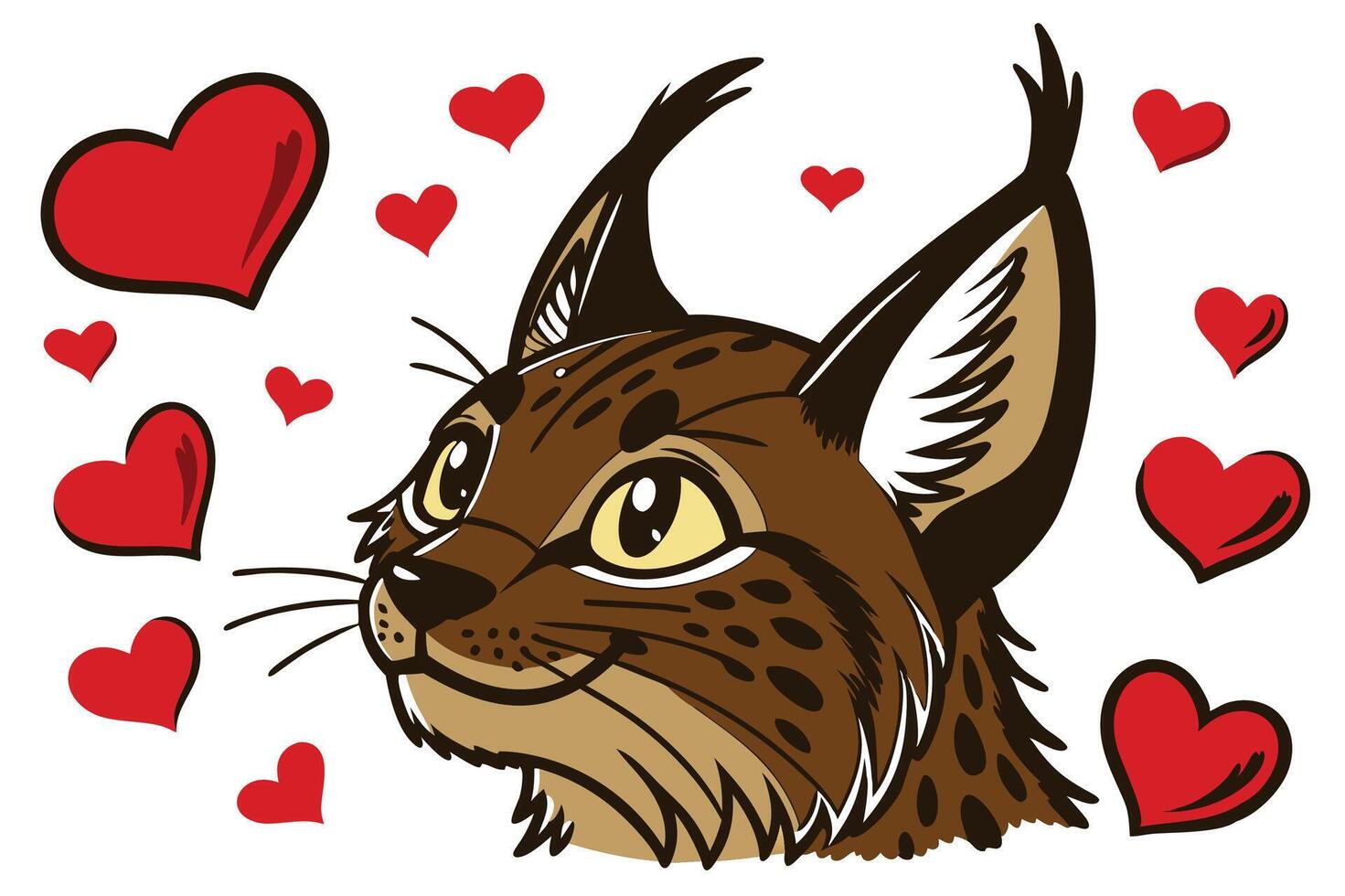 Create a Funny Loving Lynx Head on a White Background Digital Art Tutorial vector