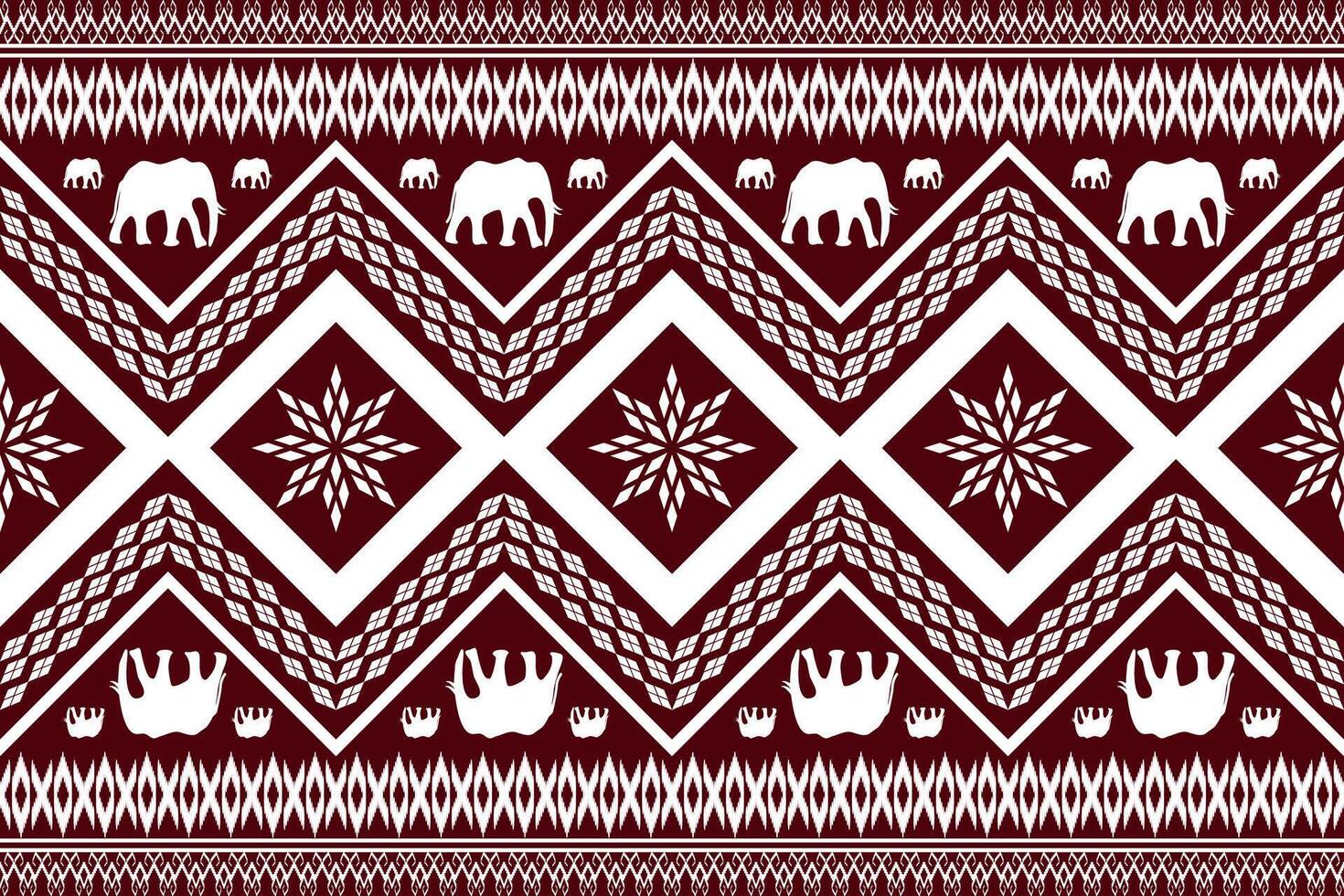 Geometric ethnic patterns design on red background vector
