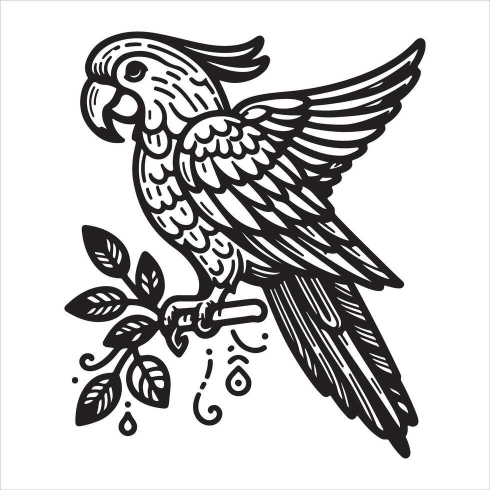 A Graphic Illustration of a Parrot Bird vector