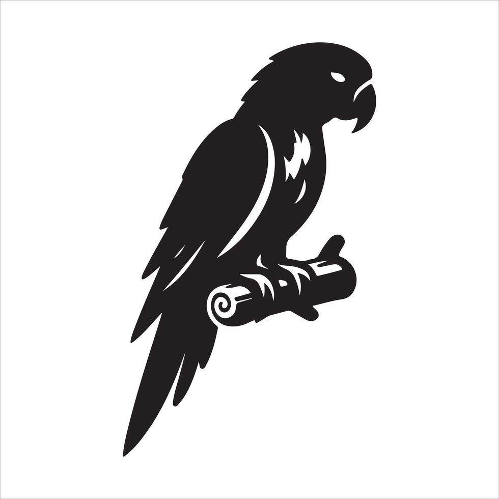 Hand-drawn, detailed composition of flowers and a parrot in a sepia tone vector