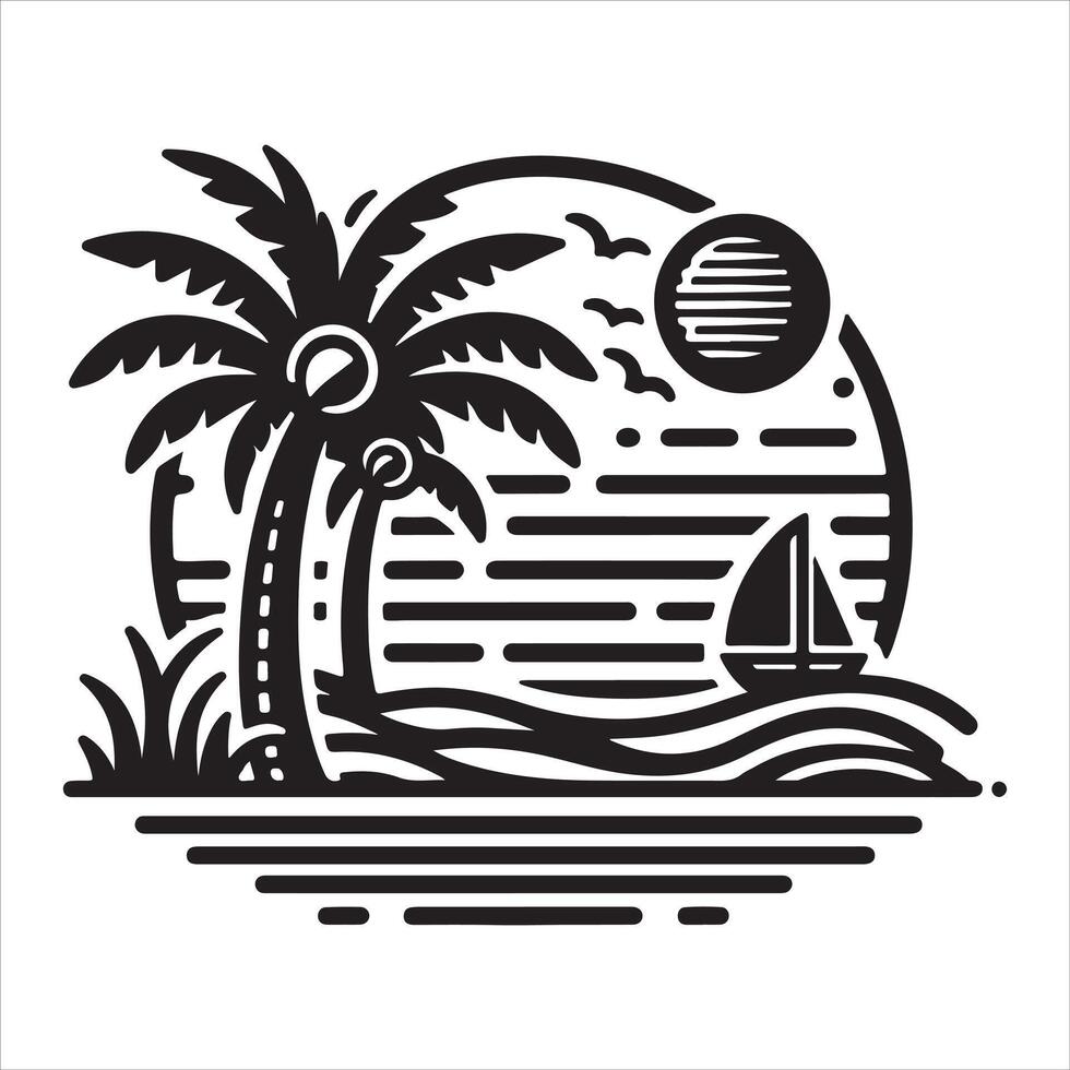 Palm the palms on a tropical island T-shirt graphic silhouette vector