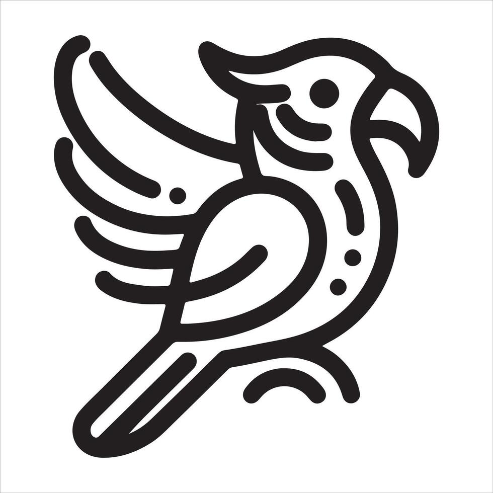 Black silhouette of a parrot bird on a white background vector