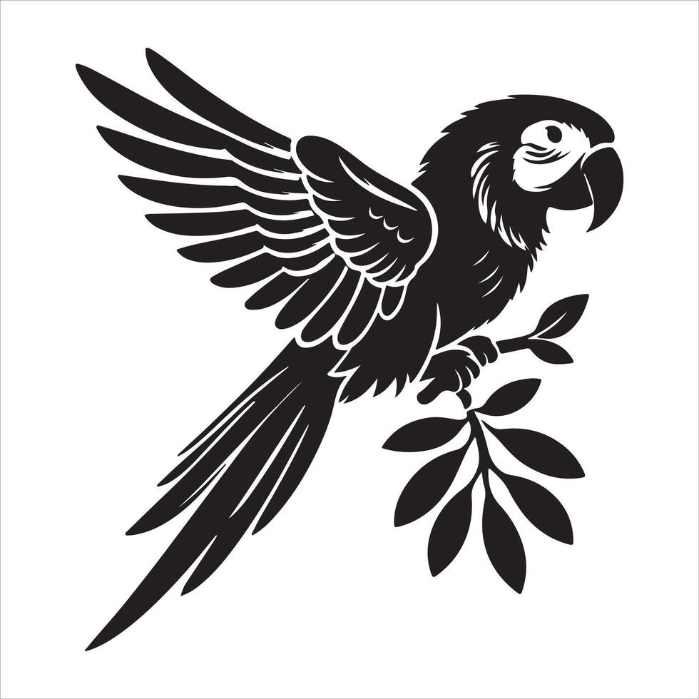An lonely, colorful parrot on a white background Graphic illustration created by hand vector
