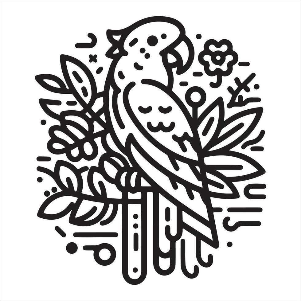 An illustration of a parrot against a white and black backdrop vector