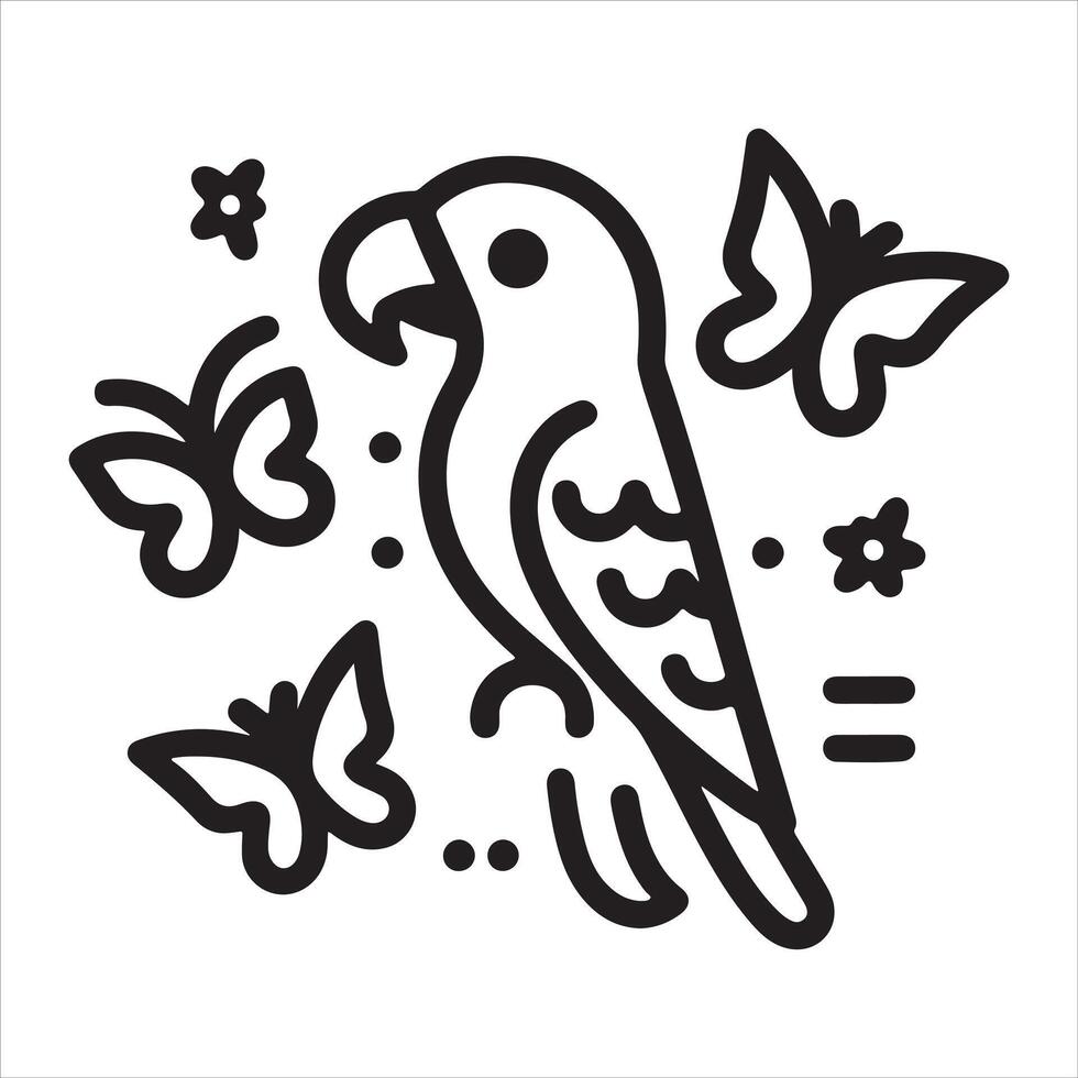 Animal fly silhouette of a parrot with a black body solely vector
