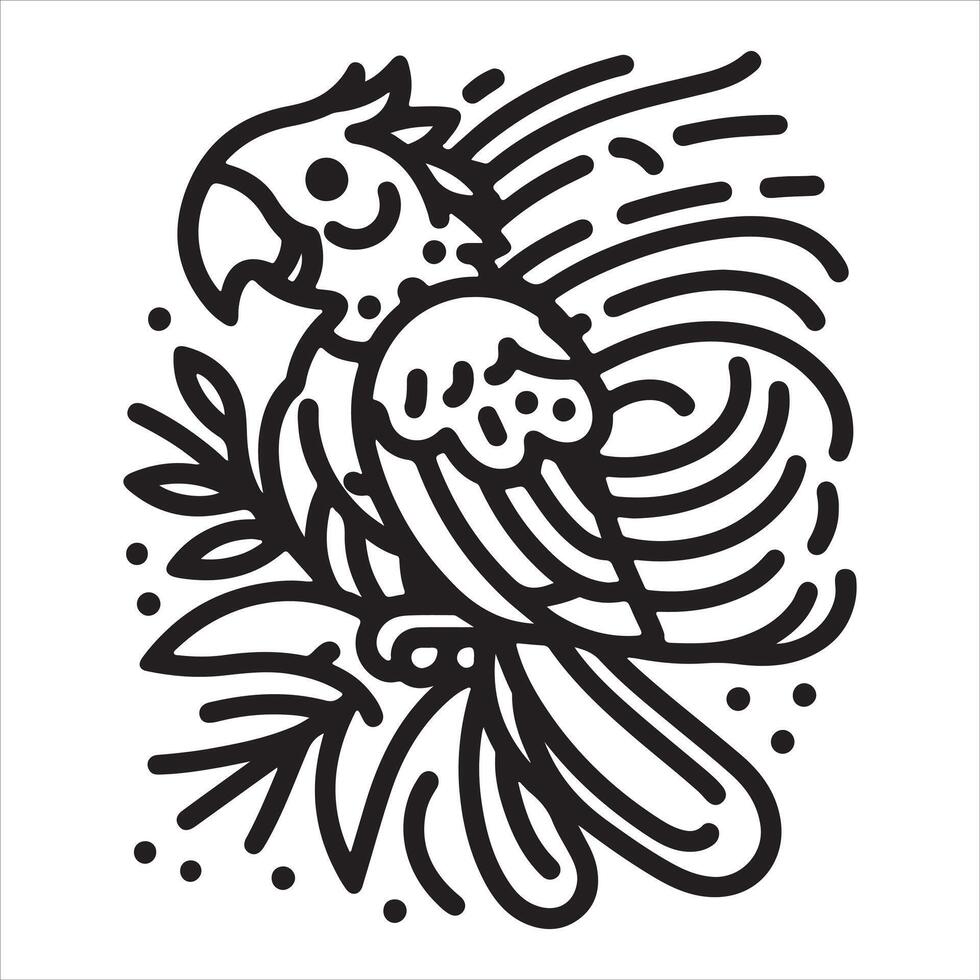 A bird perched on a leaf-covered branch vector