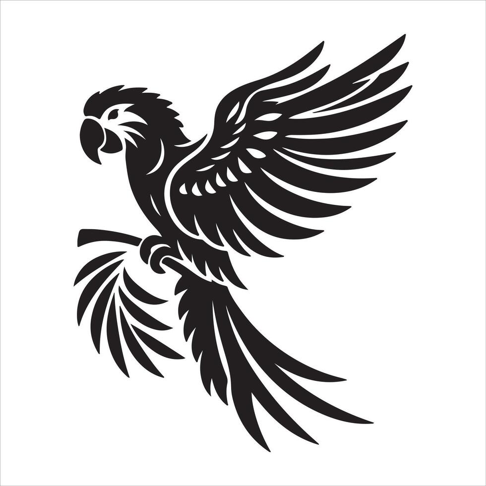 Art silhouette drawing of a parrot vector