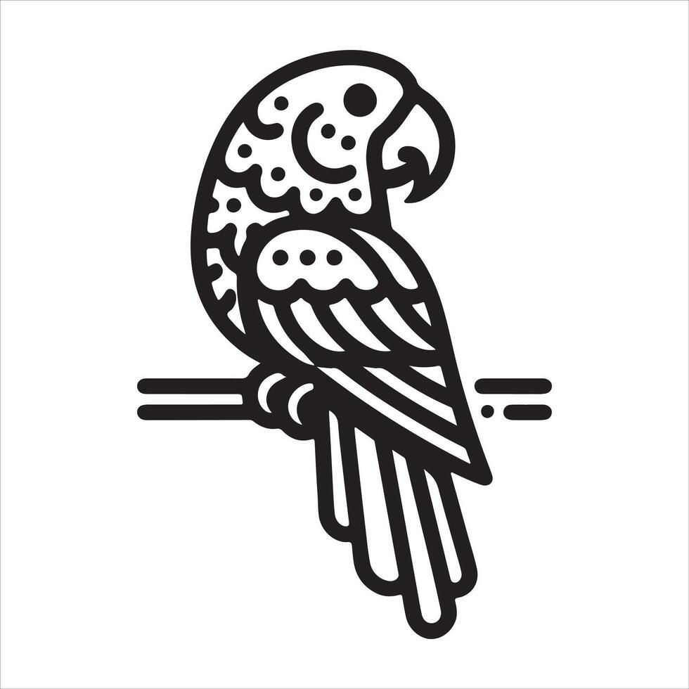 A silhouette of a parrot on a white background. silhouette of a bird. The parrot logo vector