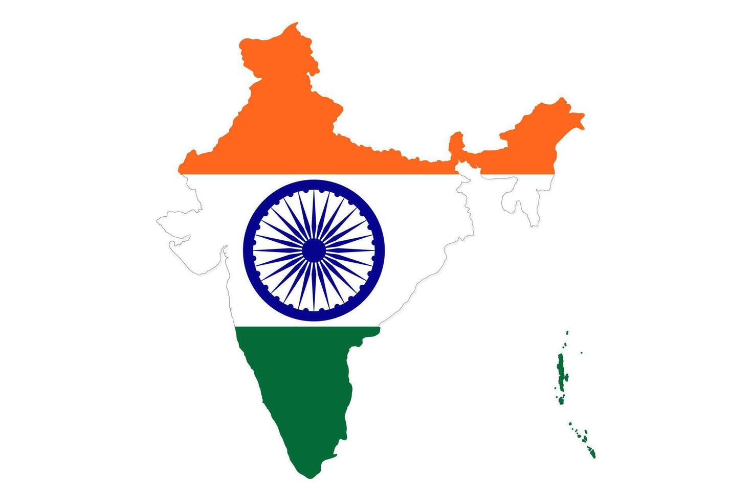 India flag map contour illustration vector