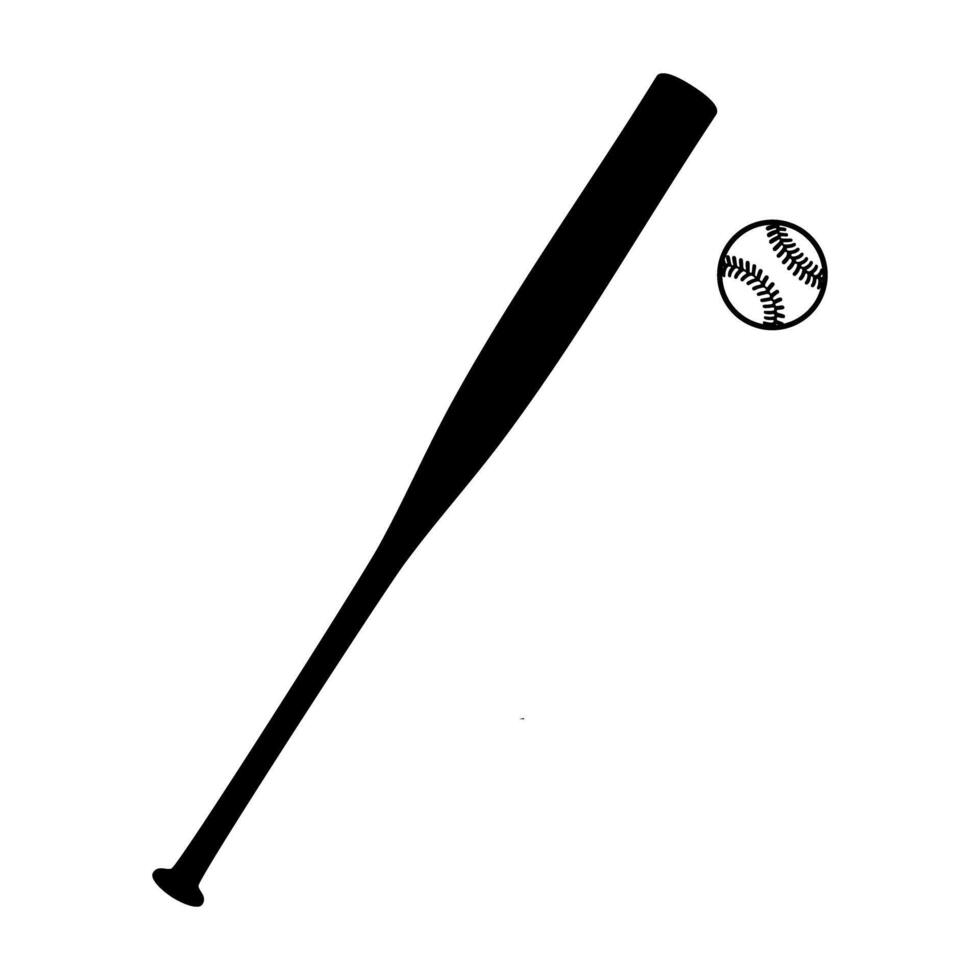 Baseball alloy bat and ball silhouette icon symbol illustration vector