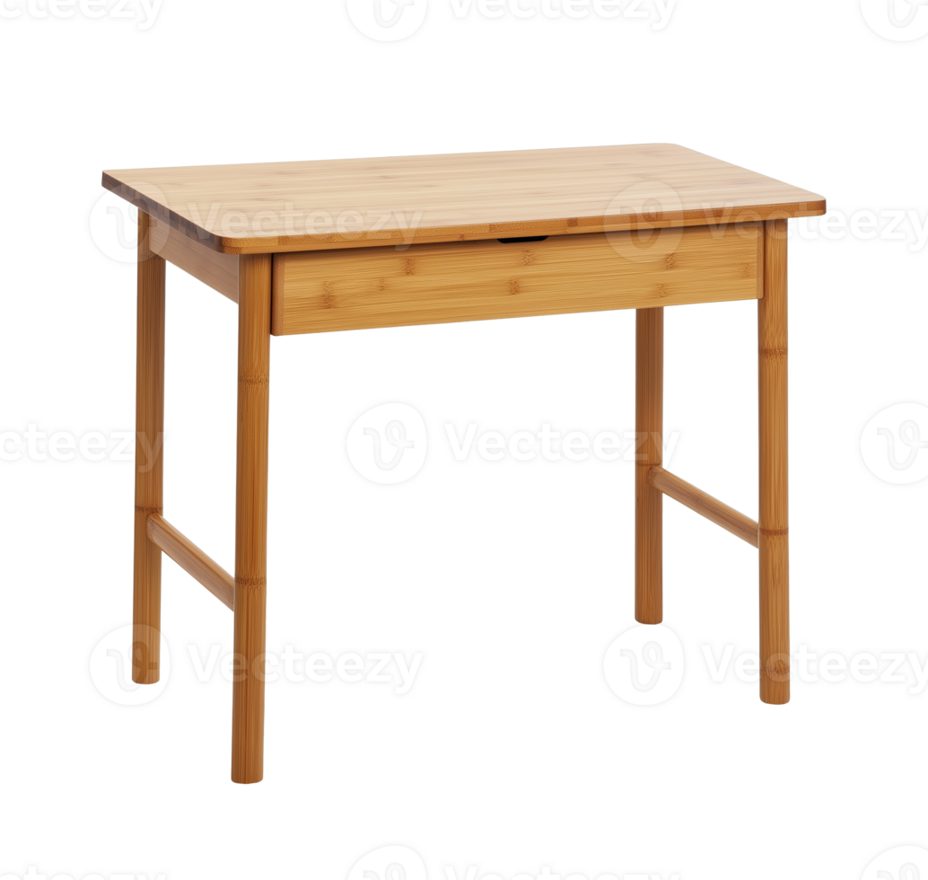 Simple sleek bamboo desk with sturdy legs image isolated transparent, . Functional eco-friendly furniture cut out . Modern workspace table cutout element object photography png