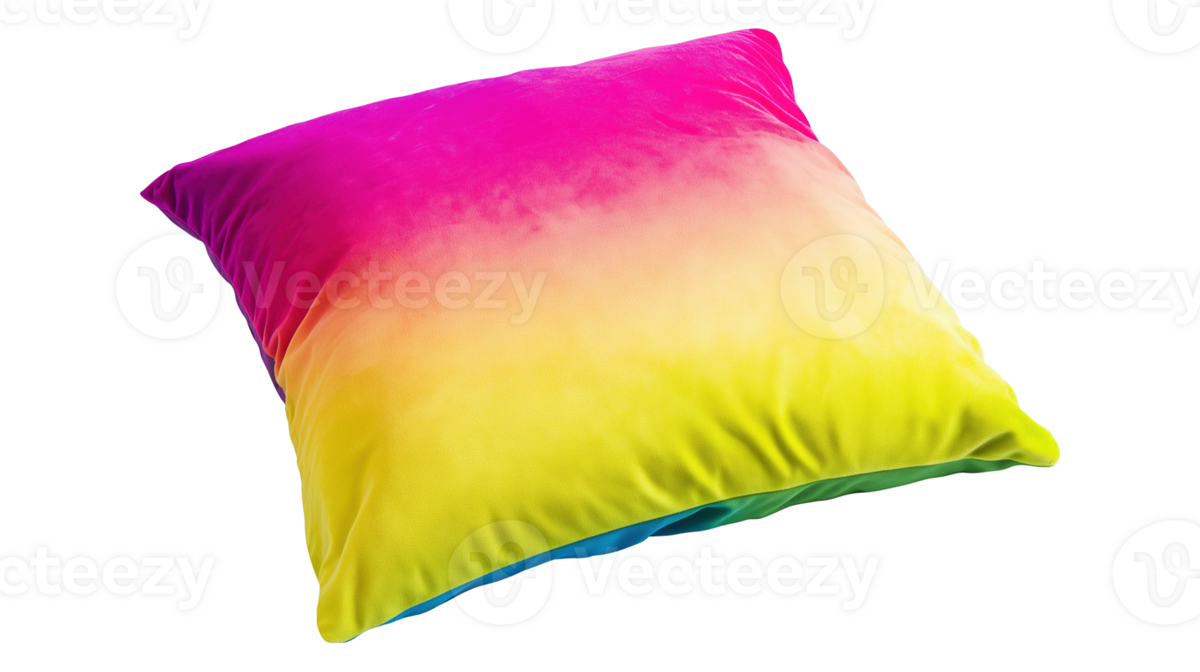 Soft pillow with gradient multicolor design image isolated transparent, . Modern eclectic cushion decor cut out . Stylish home accessory cutout element object photography png