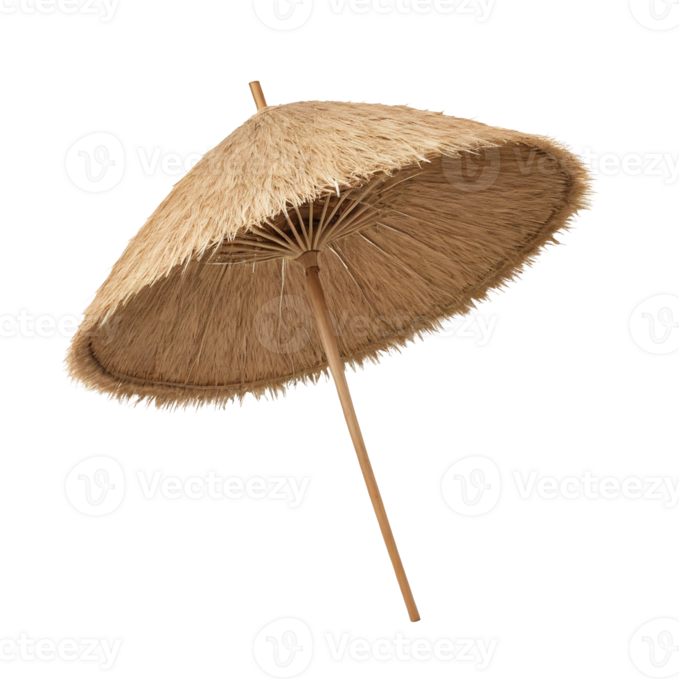 Tropical Straw Beach Umbrella Isolated on Transparent Background png