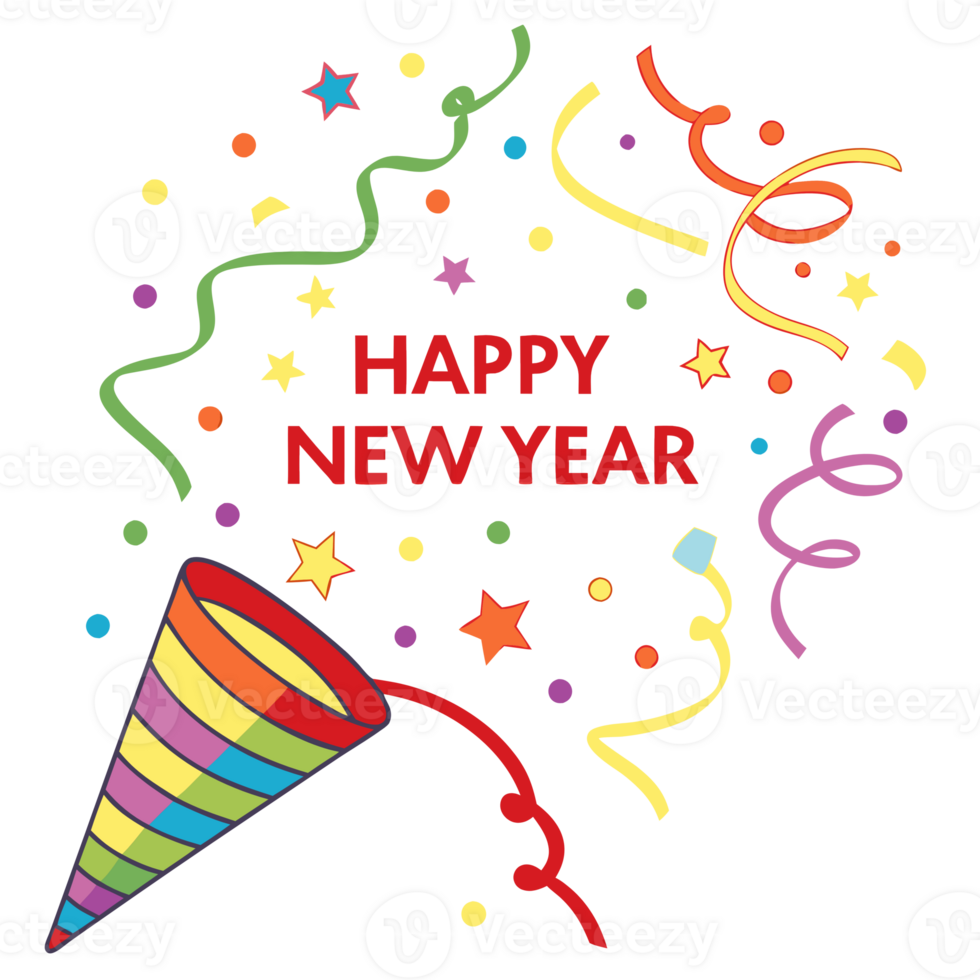 Joyous New Year Celebration with Party Elements png