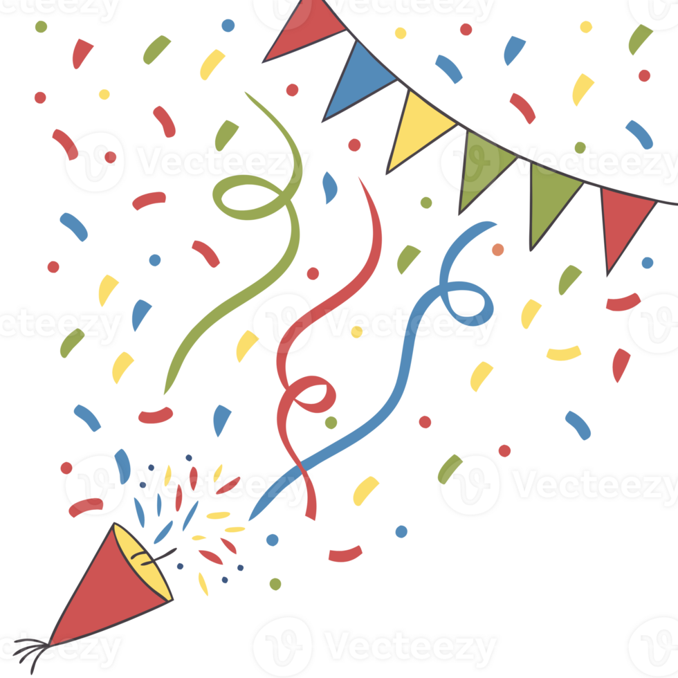 Festive Celebration with Colorful Confetti Explosion png