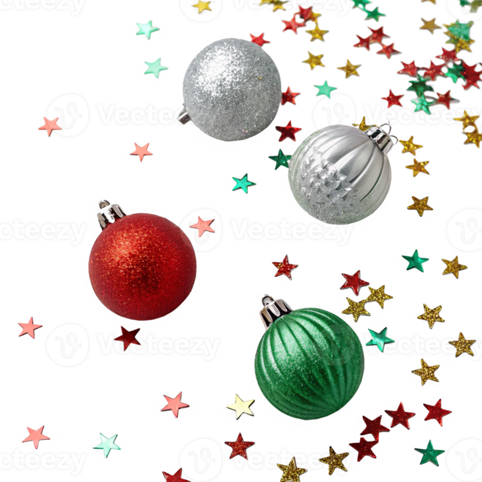 Sparkling Ornaments and Bright Star Confetti png