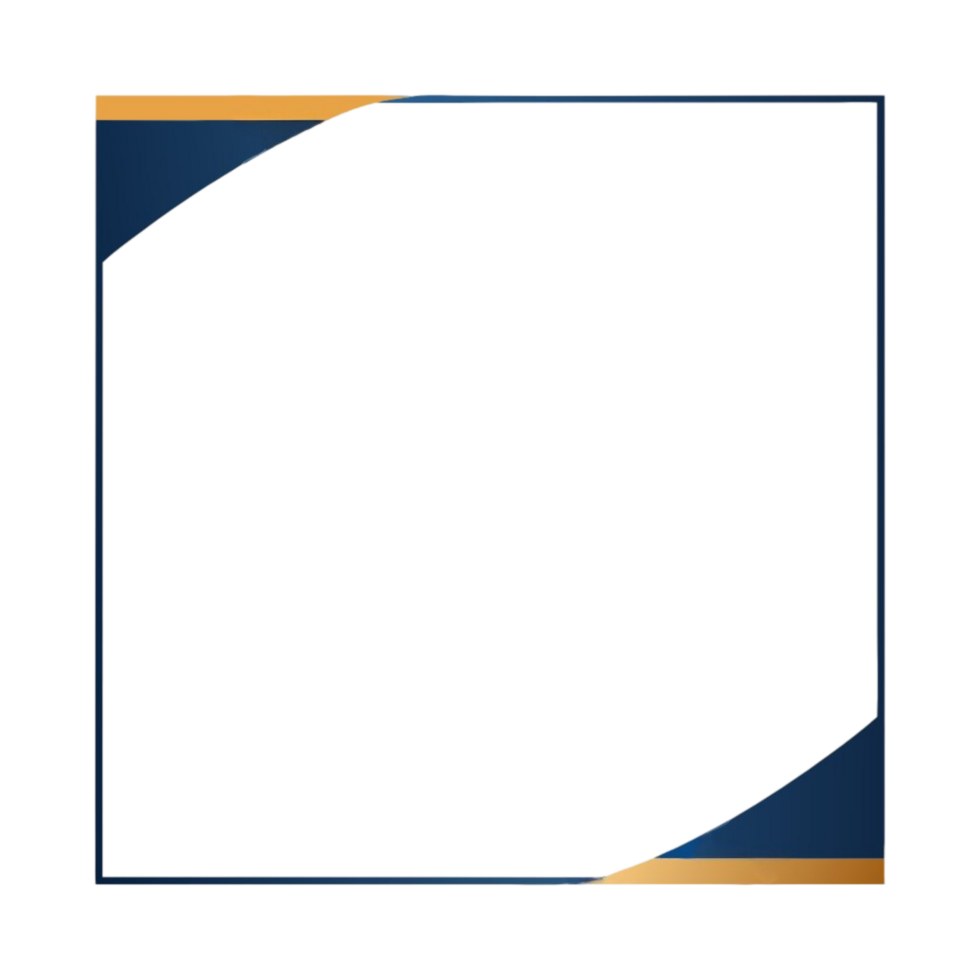 Simple Blue and Gold Border on Transparent Background png