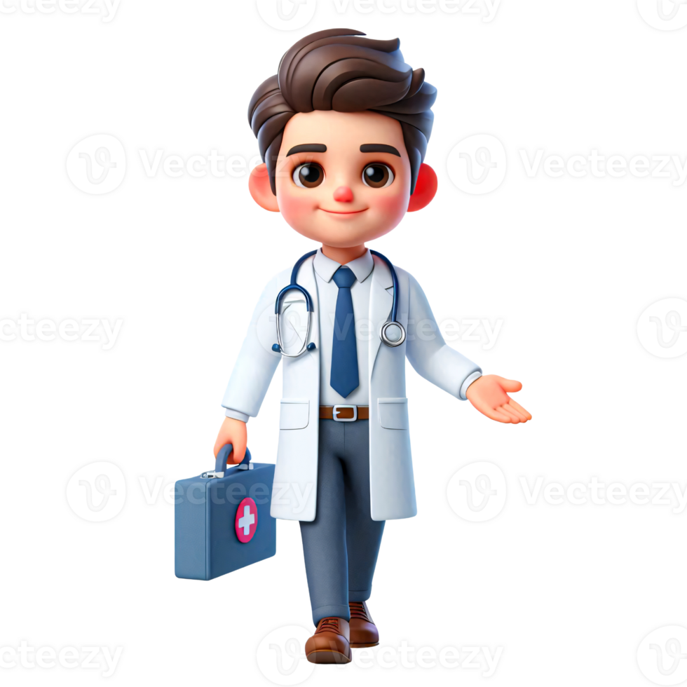 Cartoon Doctor with Medical Briefcase png