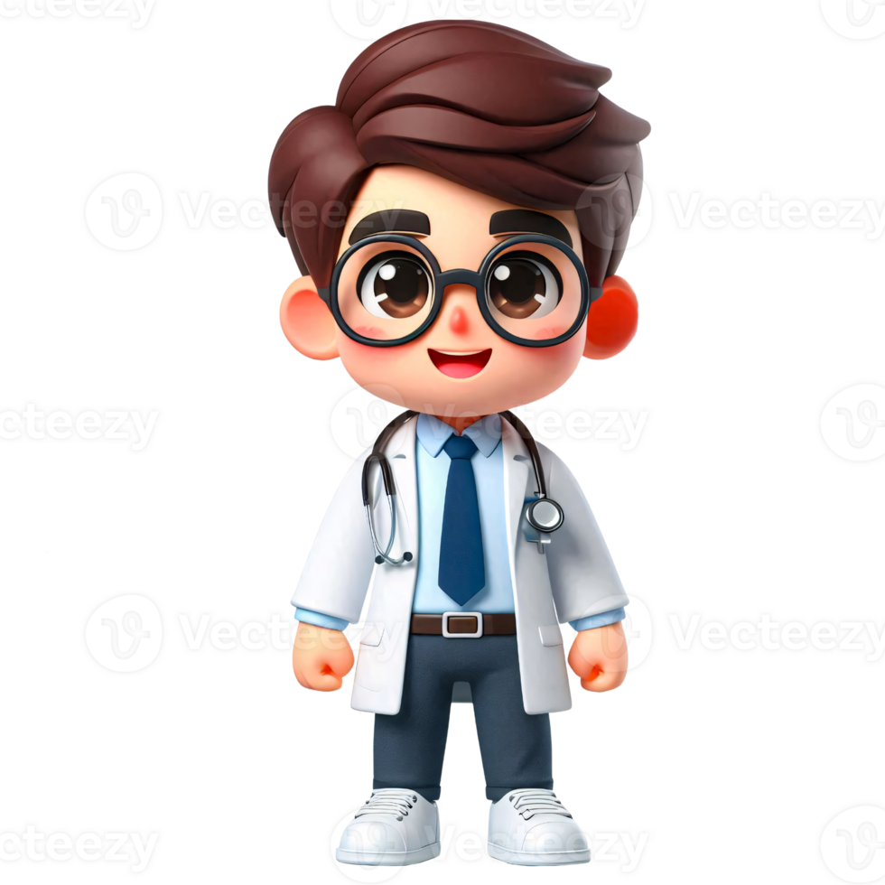 Cartoon Doctor Character with Stethoscope smiling png