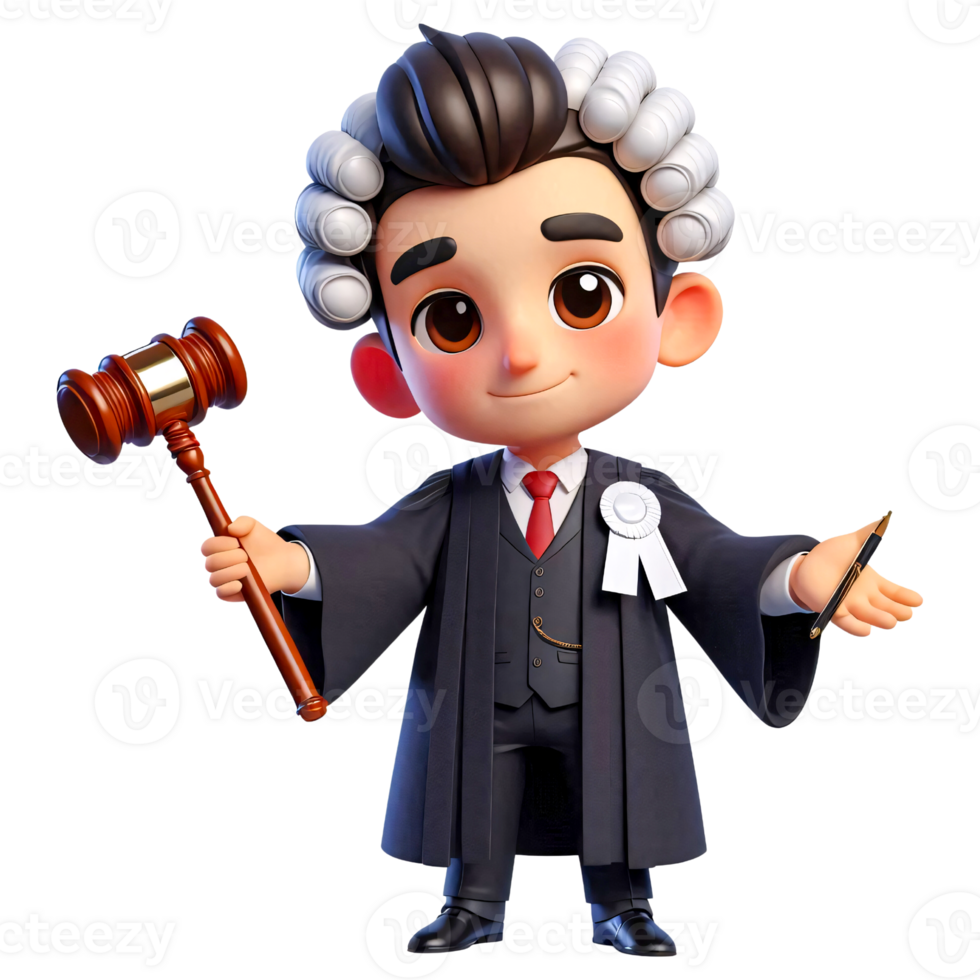 Cartoon Judge Character Holding Gavel png