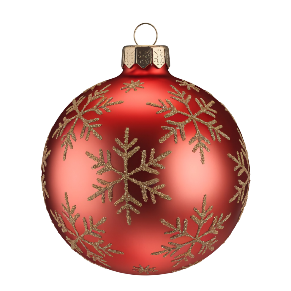 Red Christmas Ornament with Snowflakes, Isolated on Transparent Background, High-Resolution Stock Image png