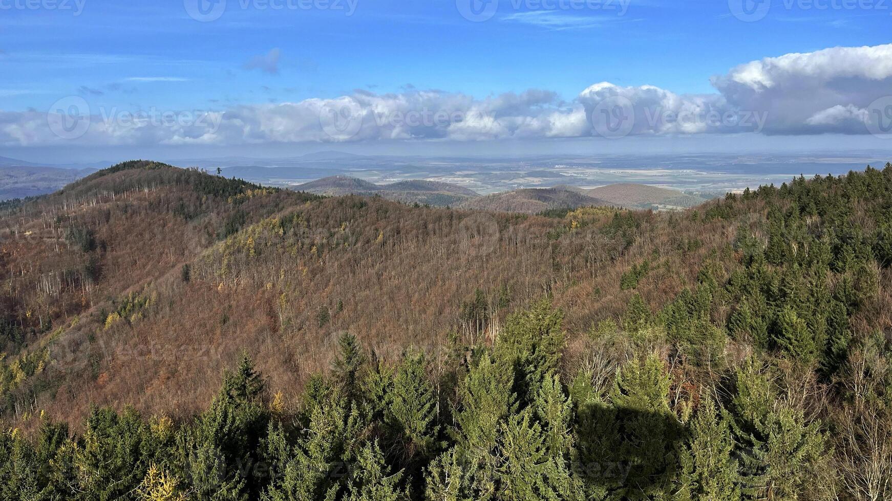 Autumn in the mountains, autumn mountains from above. Drone view. photo