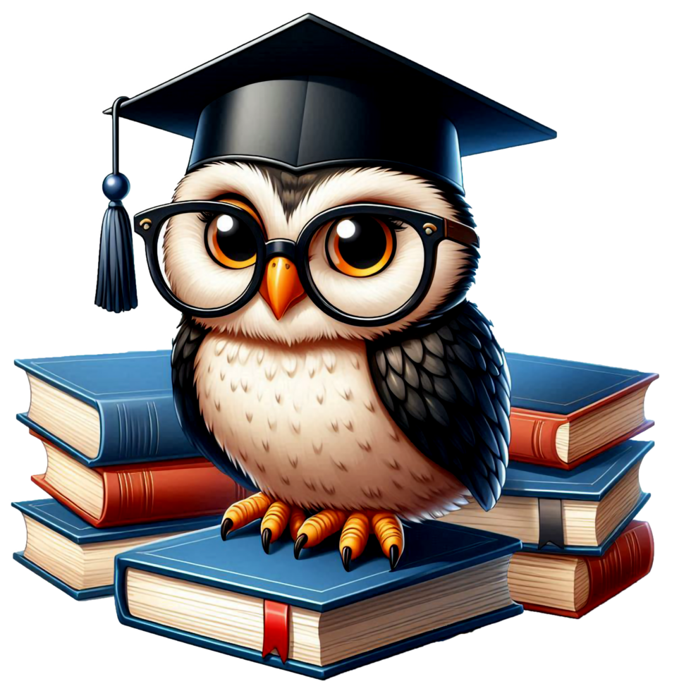 Graduated Owl with Books png