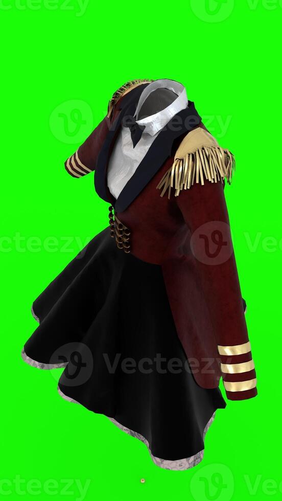 ringmaster dress with green background photo