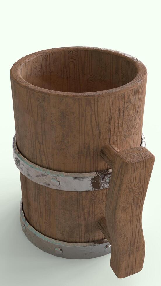 wooden beer cup with white background photo