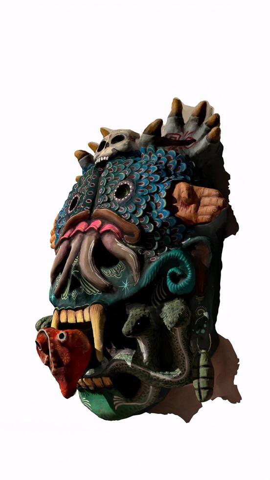 painted tiki mask with white background photo
