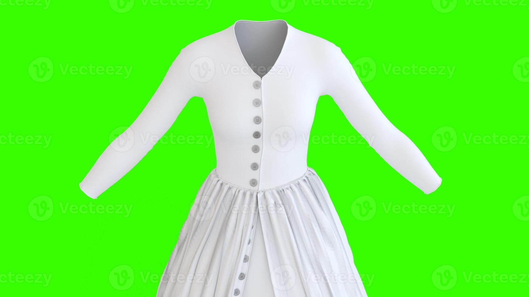 open button double layer dress with green background photo