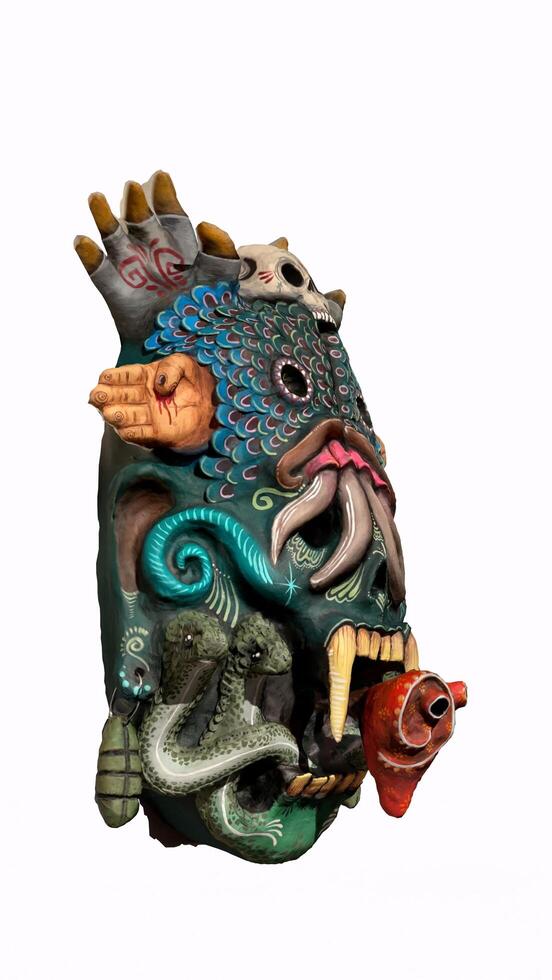 painted tiki mask with white background photo