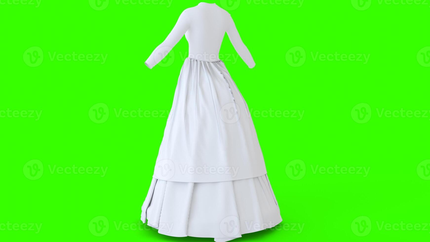 open button double layer dress with green background photo
