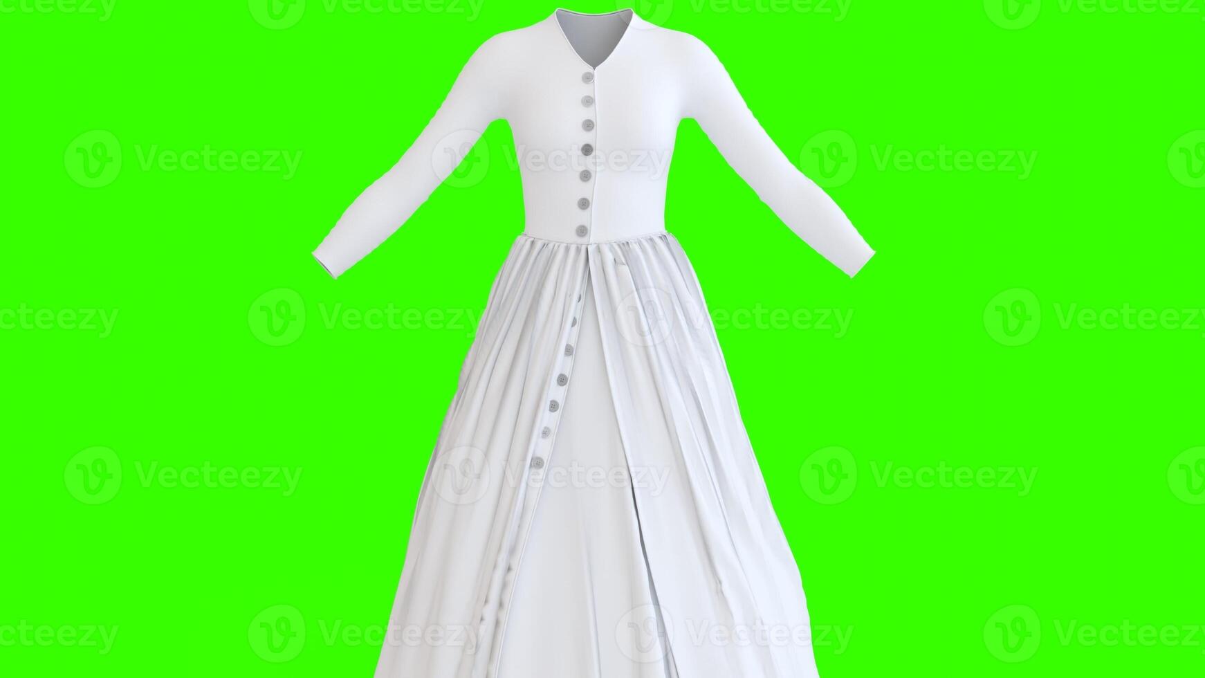 open button double layer dress with green background photo