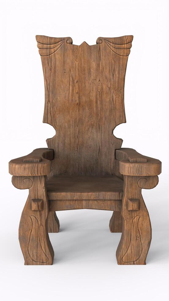 wooden throne with white background photo