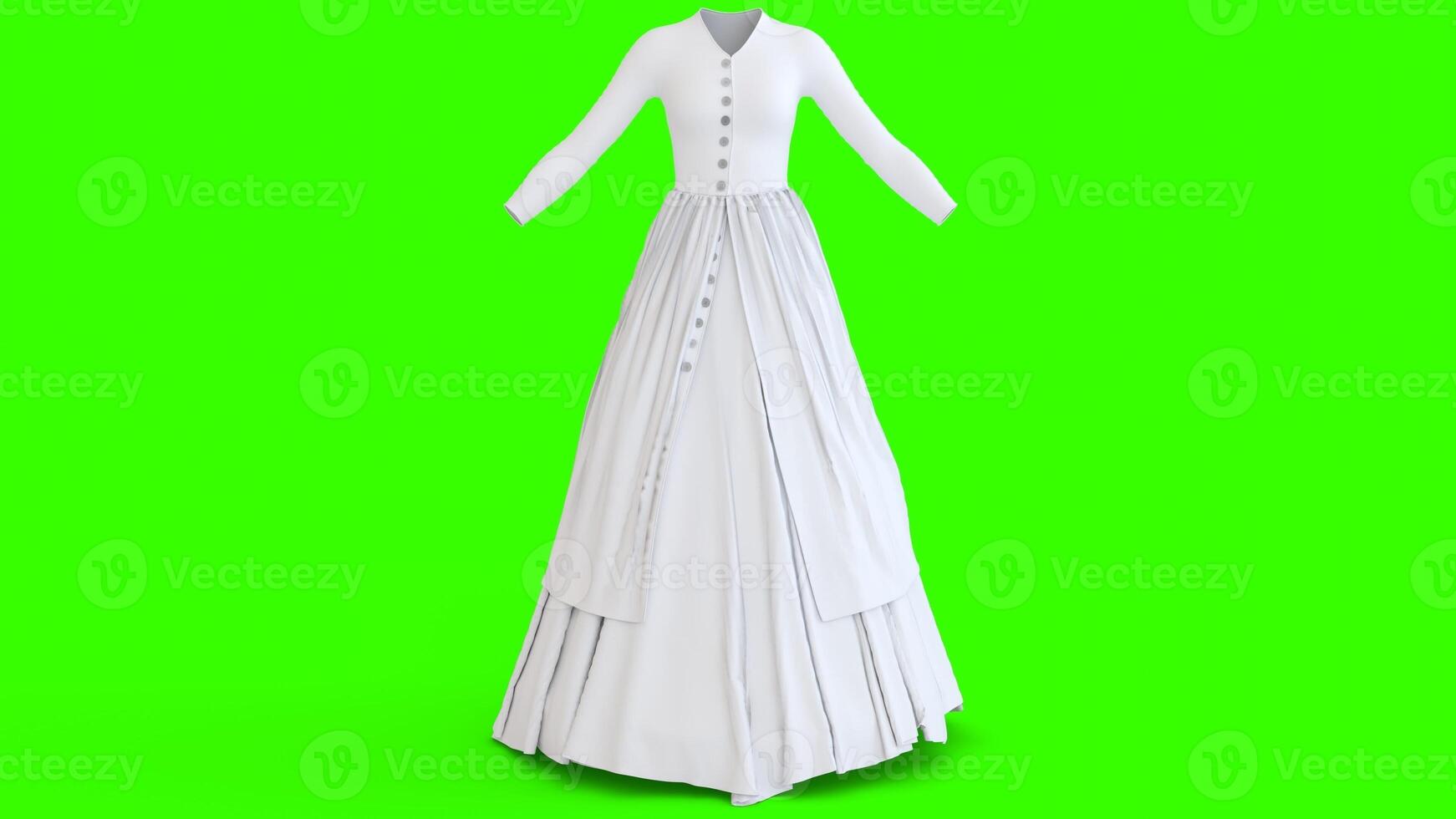 open button double layer dress with green background photo
