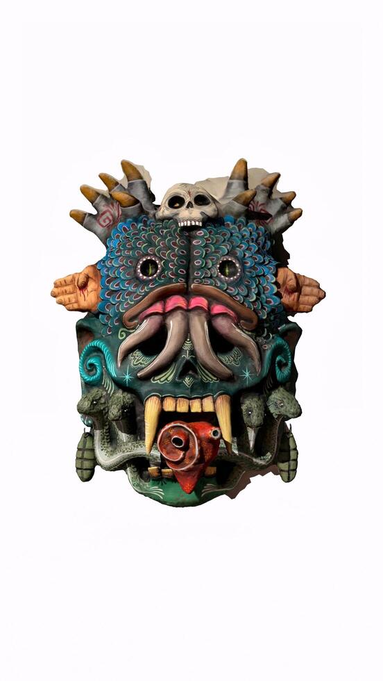 painted tiki mask with white background photo