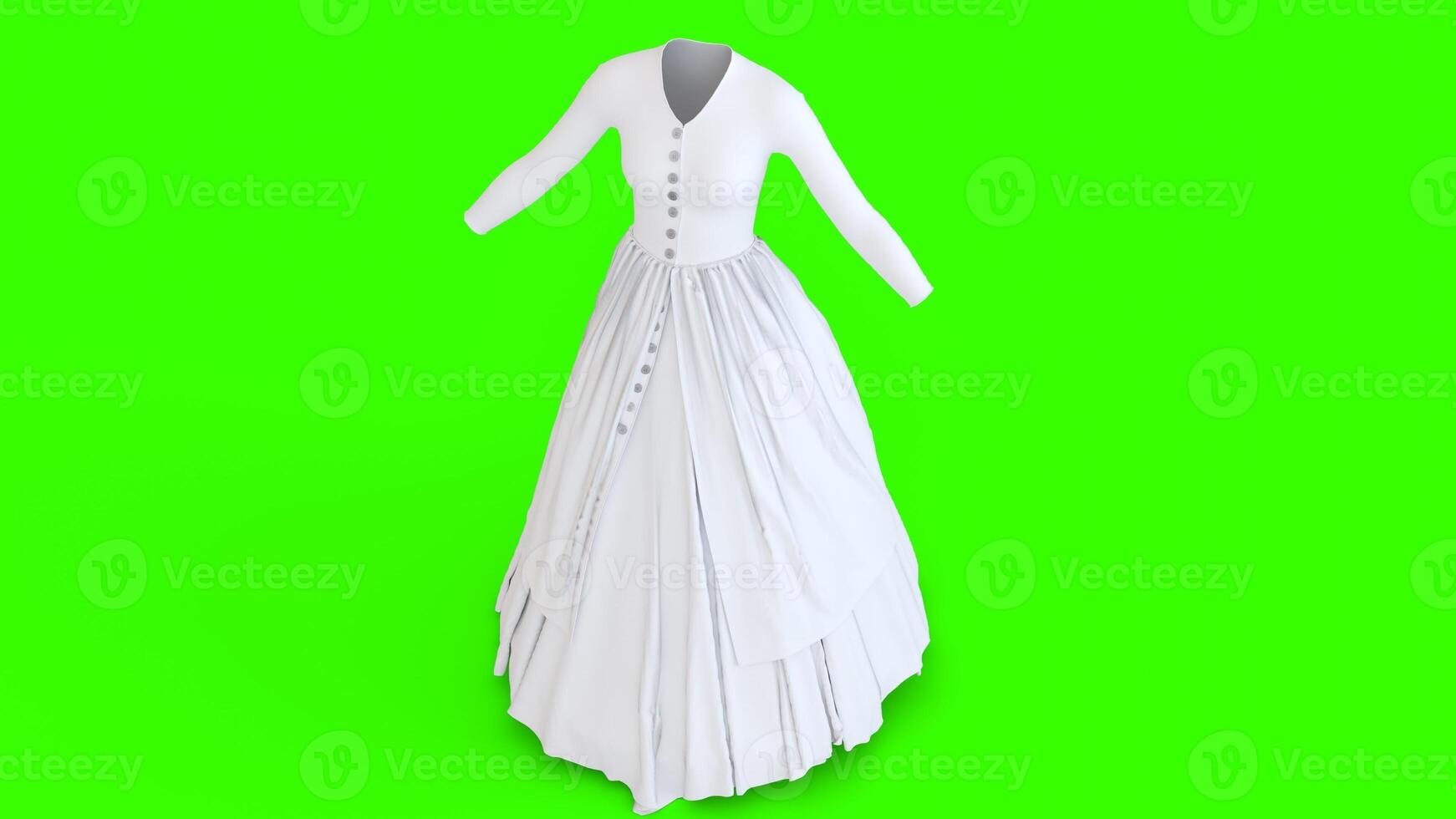 open button double layer dress with green background photo