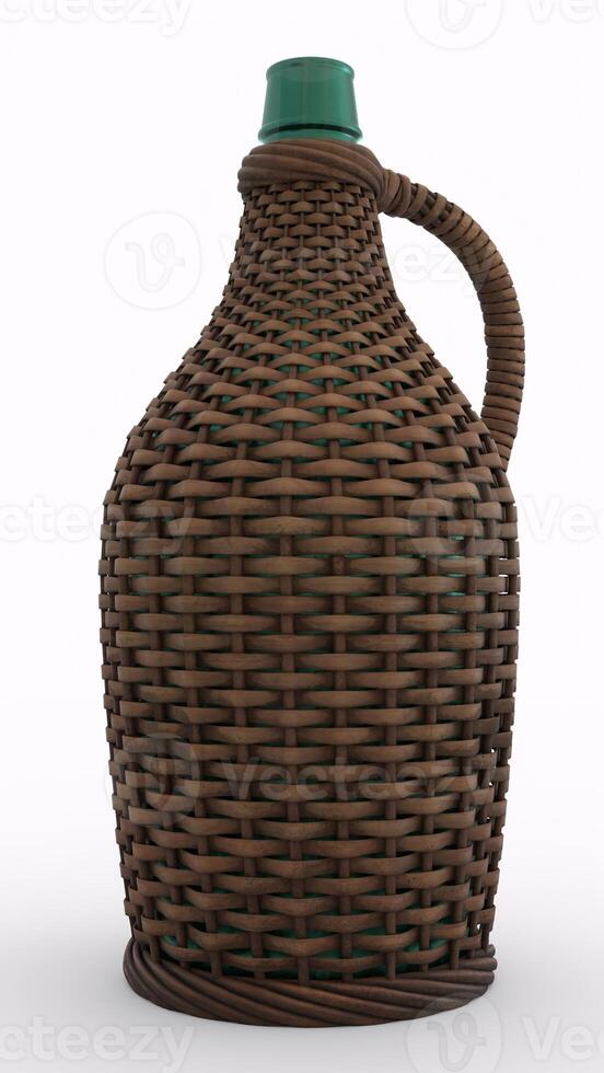 wicker bottle with white background photo