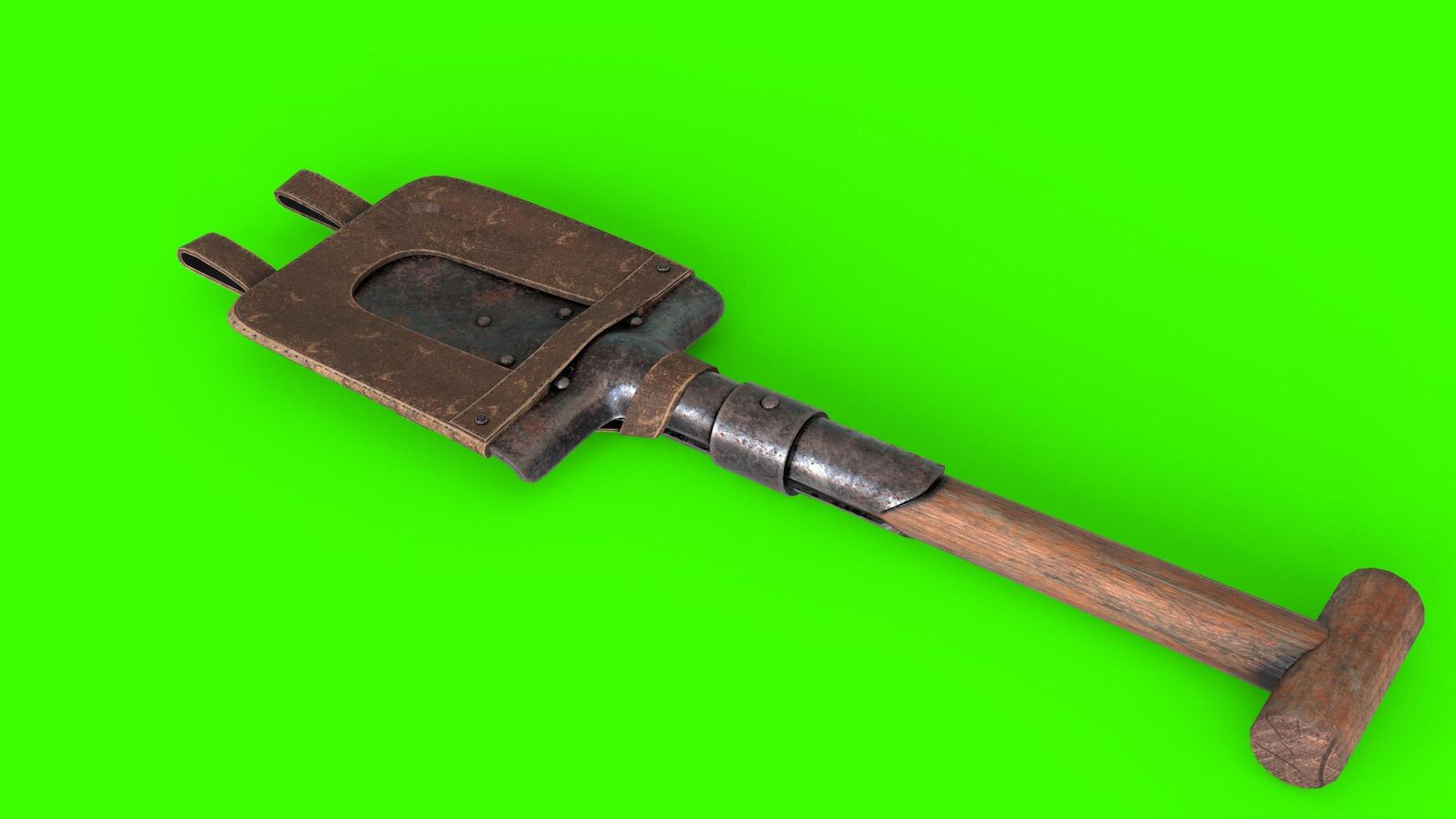 trench shovel with green background photo
