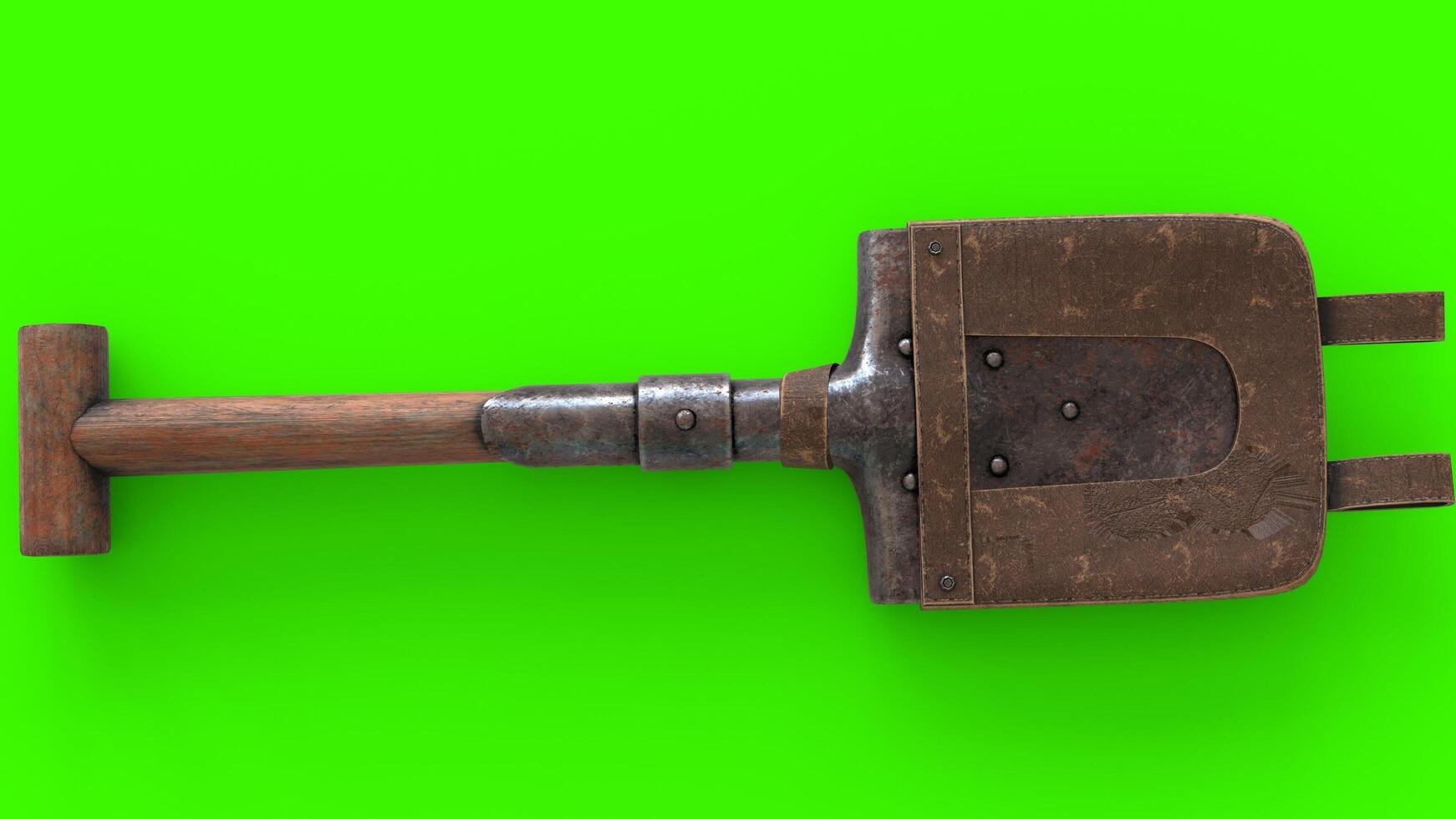 trench shovel with green background photo
