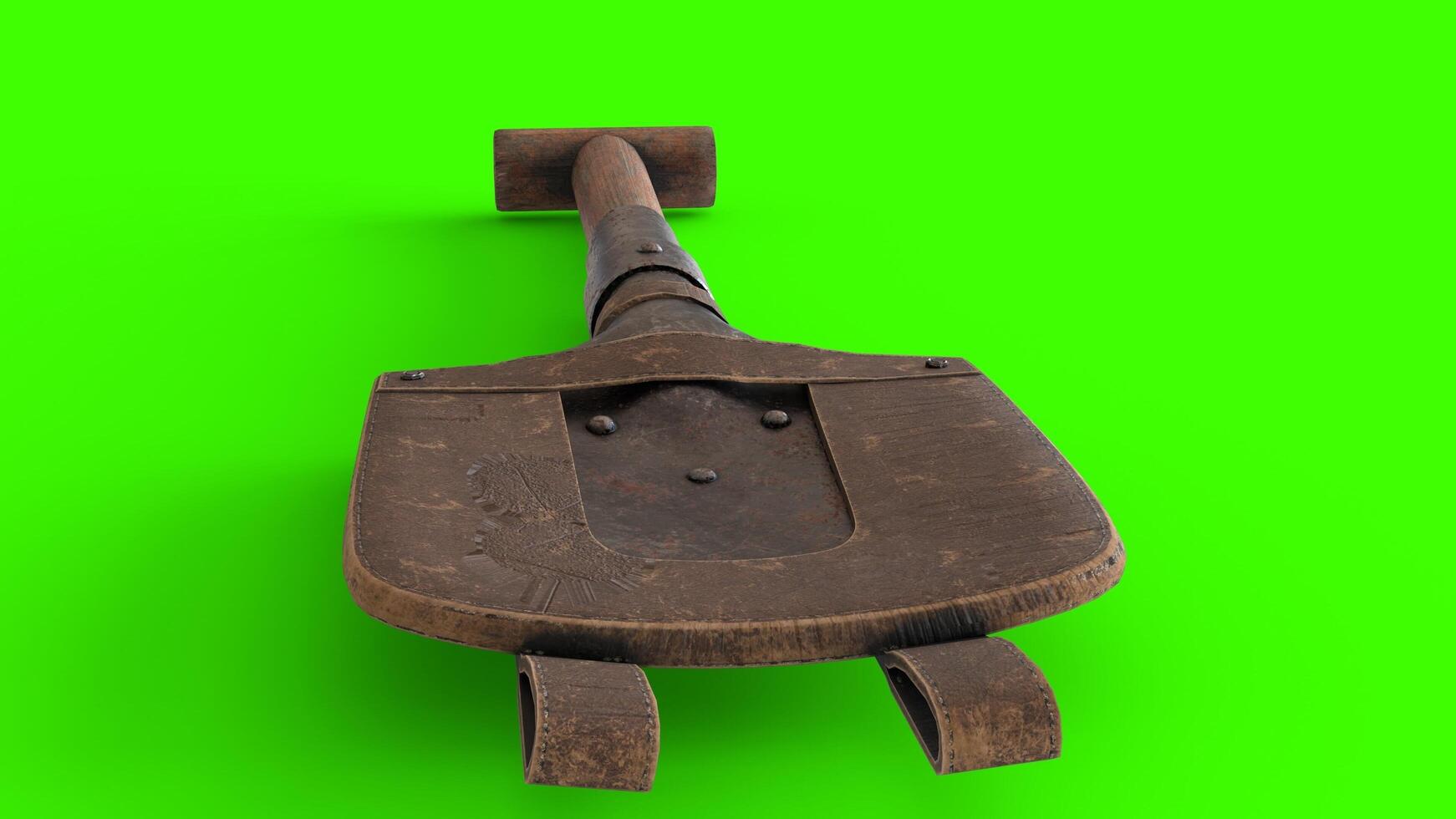 trench shovel with green background photo